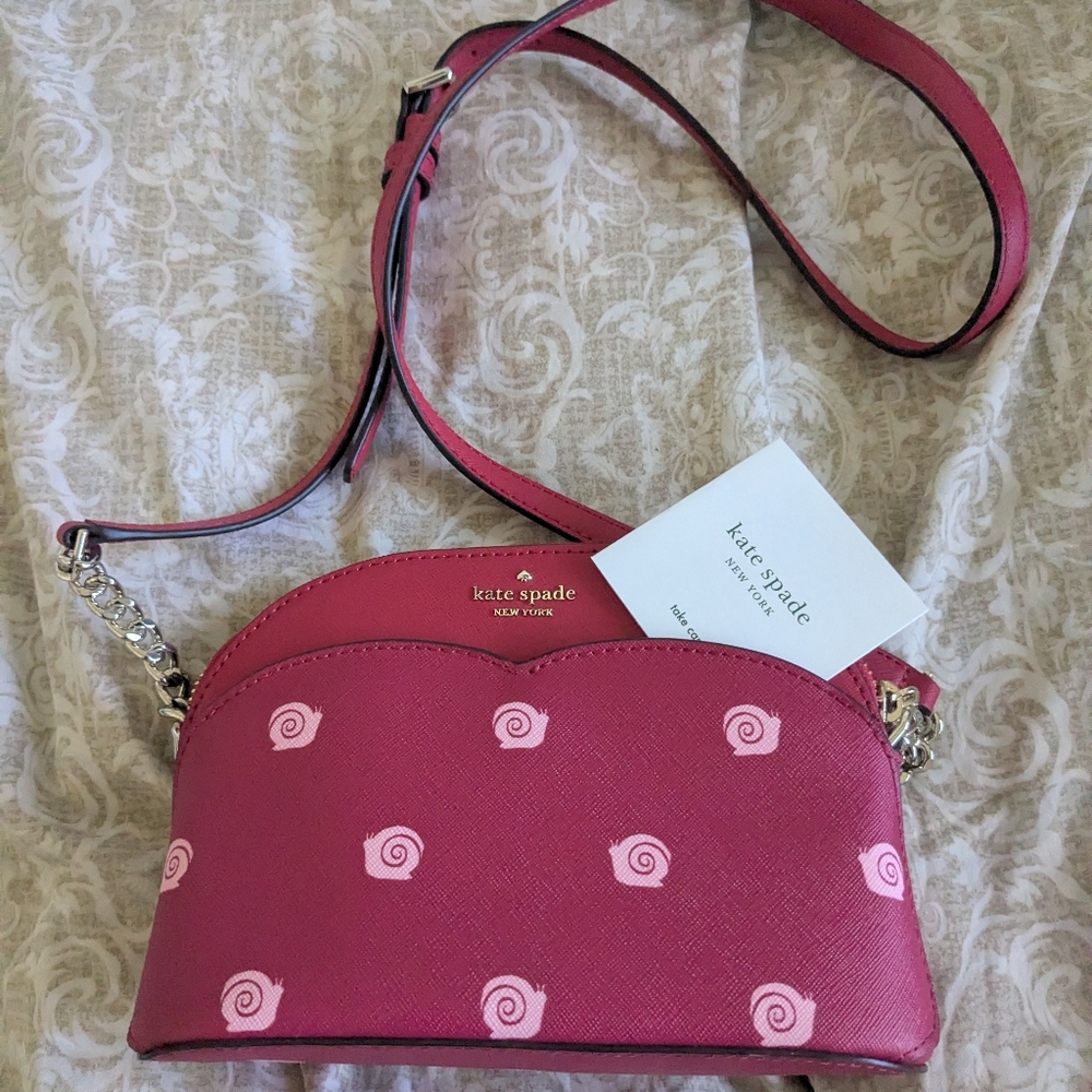 Kate Spade Raspberry and Pink Snail Design Crossbody Bag